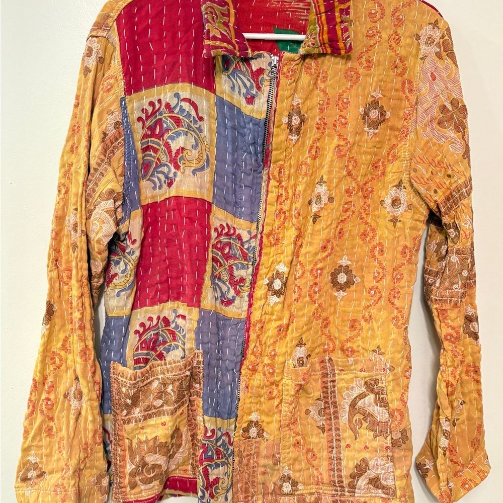 Urban Renewal Re/Creative One of One Kantha Patchwork Light Shift Jacket